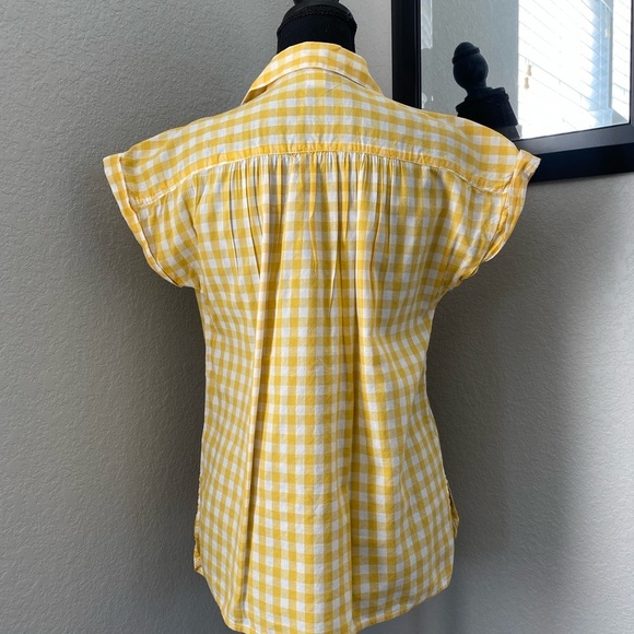OLD NAVY Yellow Gingham Button Down Short Sleeve Shirt Small - Picture 7 of 14